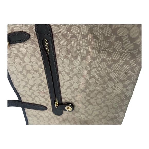 Coach Taylor Khaki Brown Taylor Tote In Signature Jacquard 37229 Authentic - Picture 4 of 9